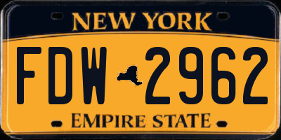 NY license plate FDW2962