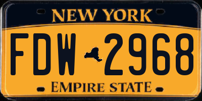 NY license plate FDW2968