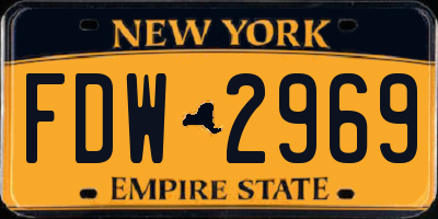 NY license plate FDW2969