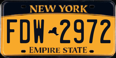NY license plate FDW2972