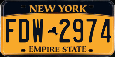 NY license plate FDW2974