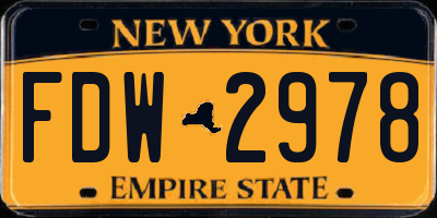NY license plate FDW2978
