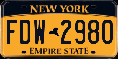NY license plate FDW2980