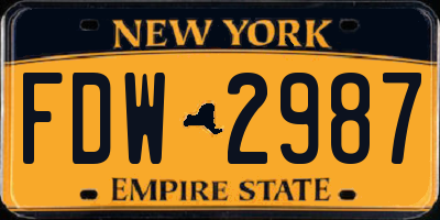 NY license plate FDW2987