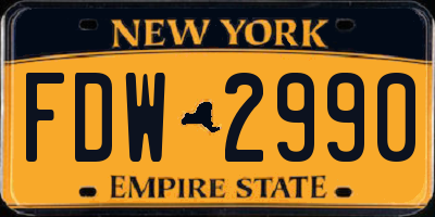 NY license plate FDW2990