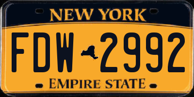 NY license plate FDW2992