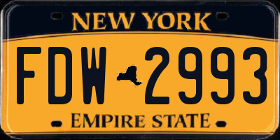NY license plate FDW2993