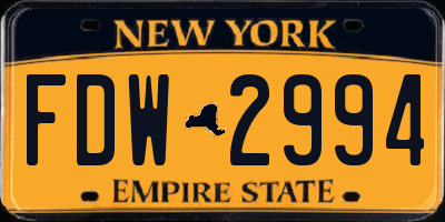 NY license plate FDW2994