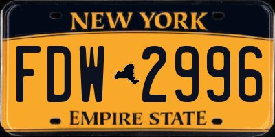 NY license plate FDW2996