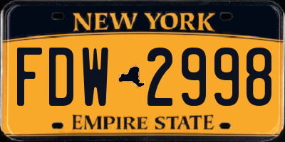 NY license plate FDW2998