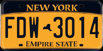 NY license plate FDW3014
