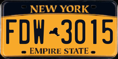 NY license plate FDW3015