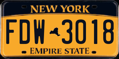 NY license plate FDW3018