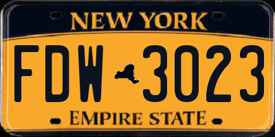 NY license plate FDW3023