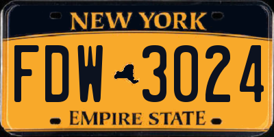 NY license plate FDW3024