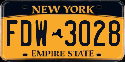 NY license plate FDW3028