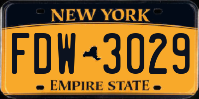 NY license plate FDW3029