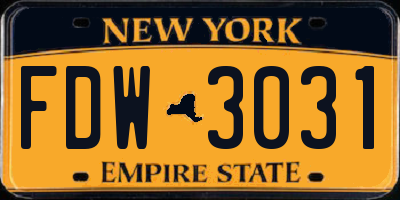 NY license plate FDW3031