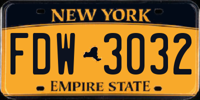 NY license plate FDW3032