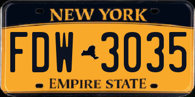 NY license plate FDW3035