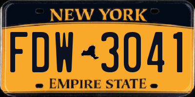 NY license plate FDW3041