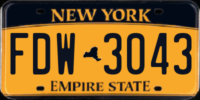 NY license plate FDW3043