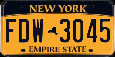 NY license plate FDW3045