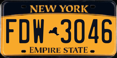 NY license plate FDW3046