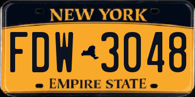 NY license plate FDW3048
