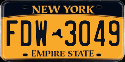 NY license plate FDW3049