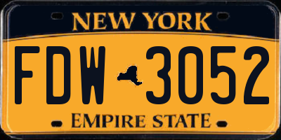 NY license plate FDW3052
