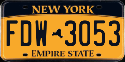 NY license plate FDW3053