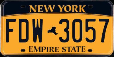 NY license plate FDW3057