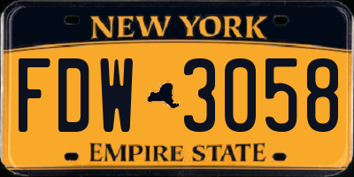 NY license plate FDW3058