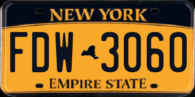 NY license plate FDW3060