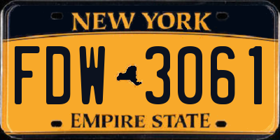 NY license plate FDW3061