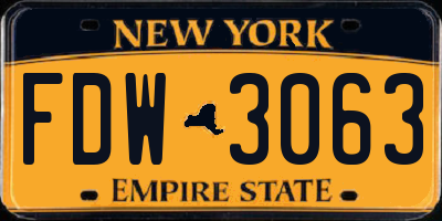NY license plate FDW3063