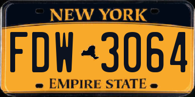 NY license plate FDW3064