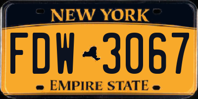 NY license plate FDW3067