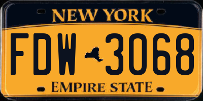 NY license plate FDW3068