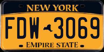 NY license plate FDW3069