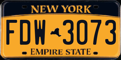NY license plate FDW3073