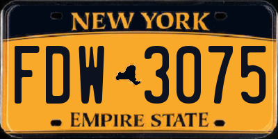 NY license plate FDW3075