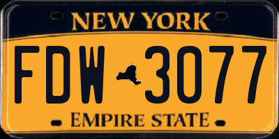 NY license plate FDW3077