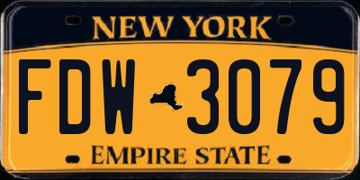 NY license plate FDW3079