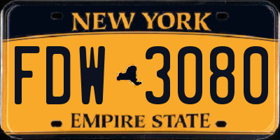 NY license plate FDW3080