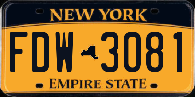 NY license plate FDW3081