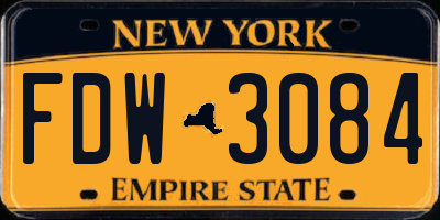 NY license plate FDW3084