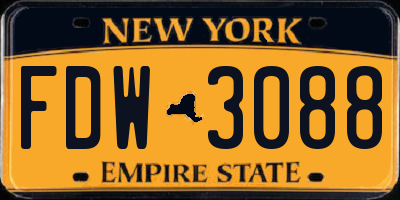 NY license plate FDW3088