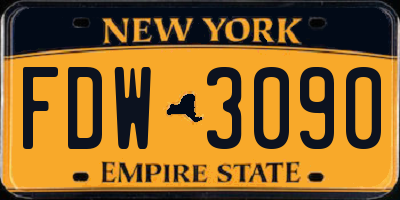 NY license plate FDW3090
